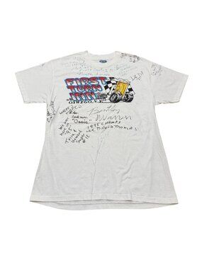 Vintage 1990s First Turn Inn Oswego NY Racing Signature T Shirt